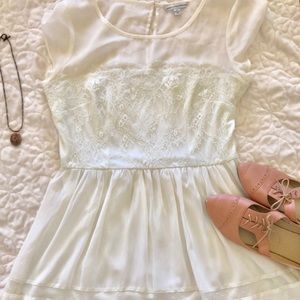 American Eagle ivory chiffon/lace mini dress